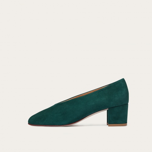 Leilot Heels, green suede OUTLET